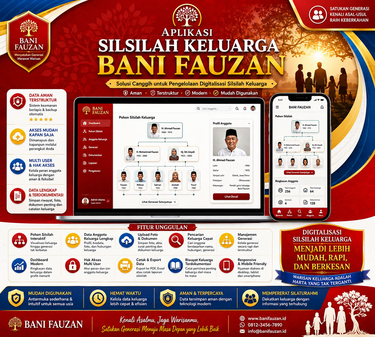 SILSILAH-Media silaturahmi, informasi, dan dokumentasi  keluarga. Fitur lengkap anggota keluarga, Pohon Silsilah Interaktif, Manajemen Generasi dan akses mudah kapan saja